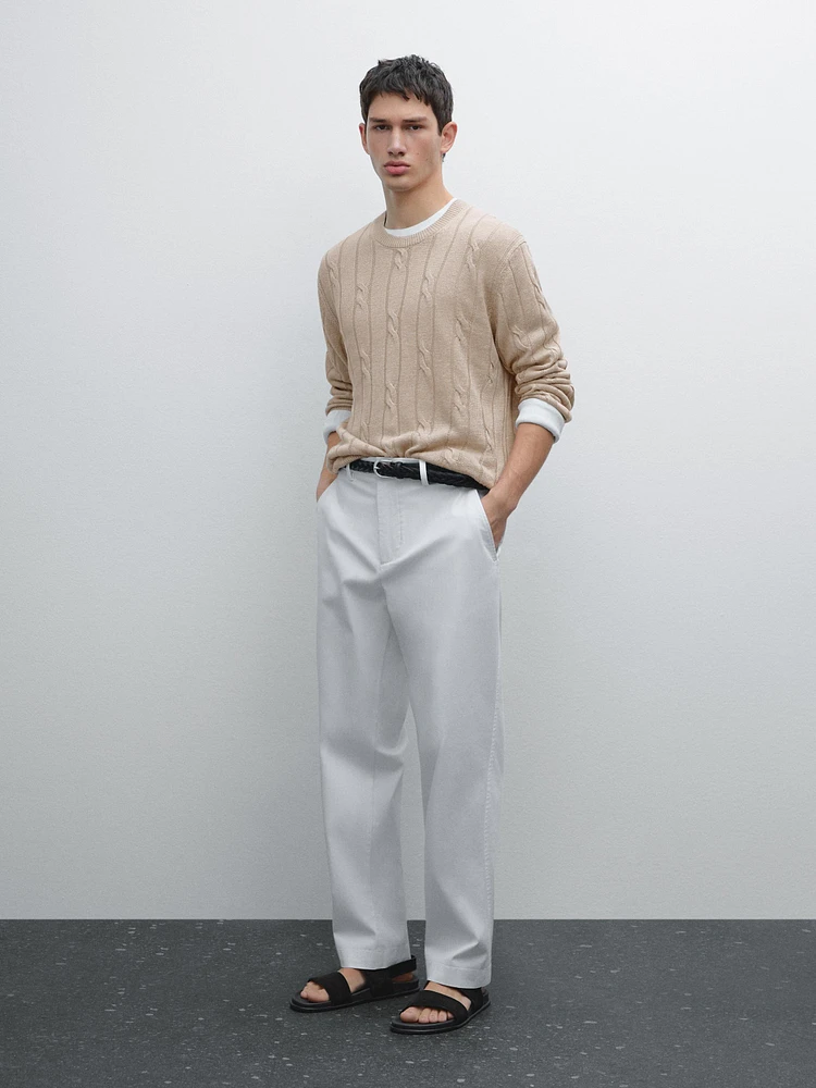 100% linen cable-knit sweater