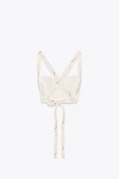 EMBROIDERED FLOWER CROP TOP