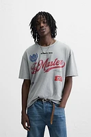 T-SHIRT DÉLAVÉ BRODERIES EN MATIÈRES VARIÉES