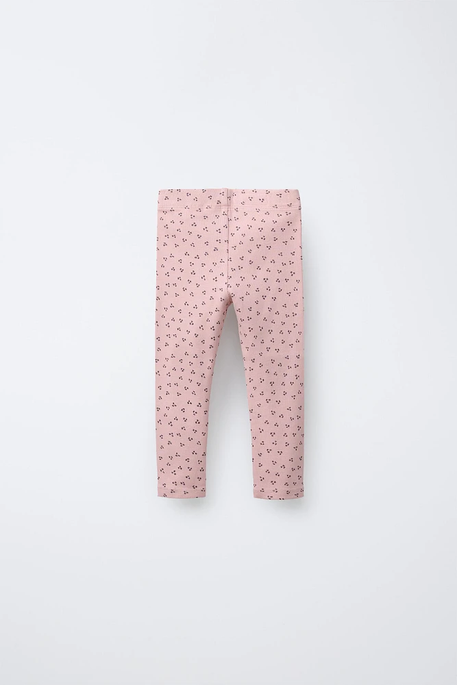 PRINTED RIBBED LEGGINGS