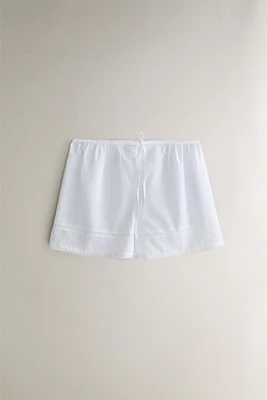 LACE AND EMBROIDERED SHORTS