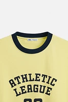 T-SHIRT CÔTELÉ CONTRASTE TEXTE