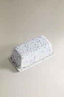 SPLATTERED STONEWARE BUTTER DISH