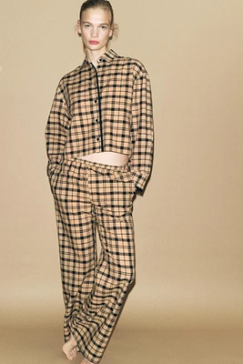 CHEMISE COURTE STYLE PYJAMA À CARREAUX