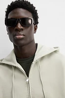WASHED HOODED ZIP SWEATSHIRT