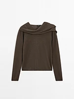 Linen blend sweater with scarf detail