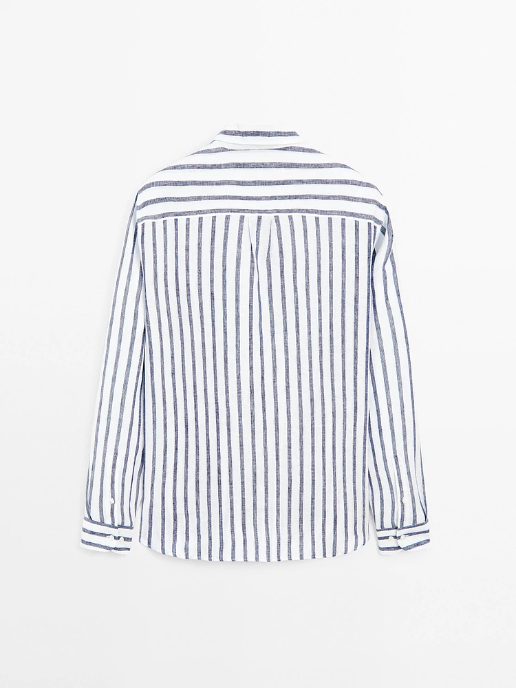 Regular fit striped linen shirt