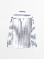 Regular fit striped linen shirt