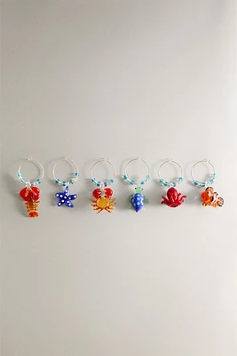 SET OF MARINE ANIMAL GLASS CHARMS (SET OF 6)