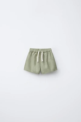 LINEN AND COTTON BERMUDA SHORTS