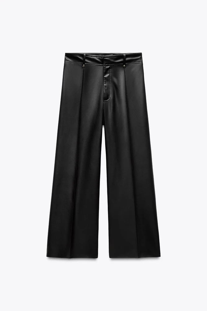 FAUX LEATHER WIDE LEG PANTS ZW COLLECTION