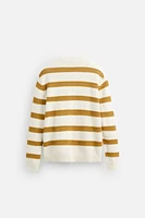 OPENWORK TEXTURED STRIPE SWEATER