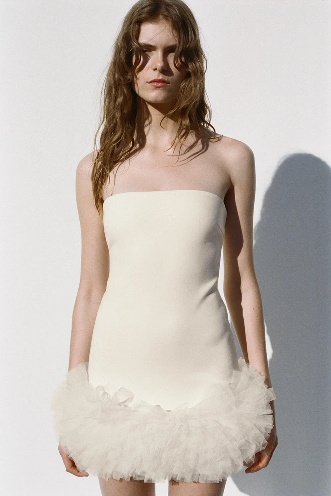 SHORT TULLE DRESS WITH VOLUMINOUS HEM