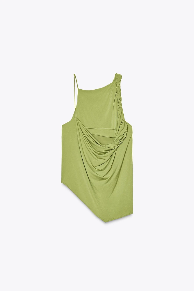 RUCHED ASYMMETRIC TOP