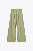 WIDE LEG LINEN PANTS WITH BELT
