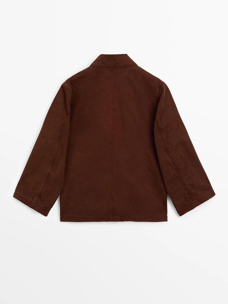 Russet cotton jacket with pocket details