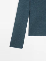 Linen blend cutwork sweater