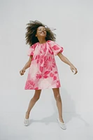 VOLUMINOUS FLORAL DRESS