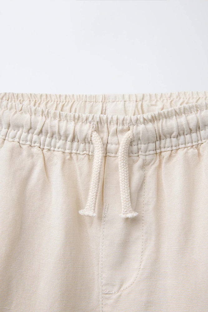 LINEN BLEND STRAIGHT PANTS