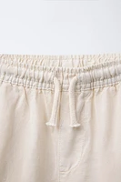 LINEN BLEND STRAIGHT PANTS
