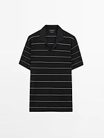 Striped cotton polo shirt with short sleeves