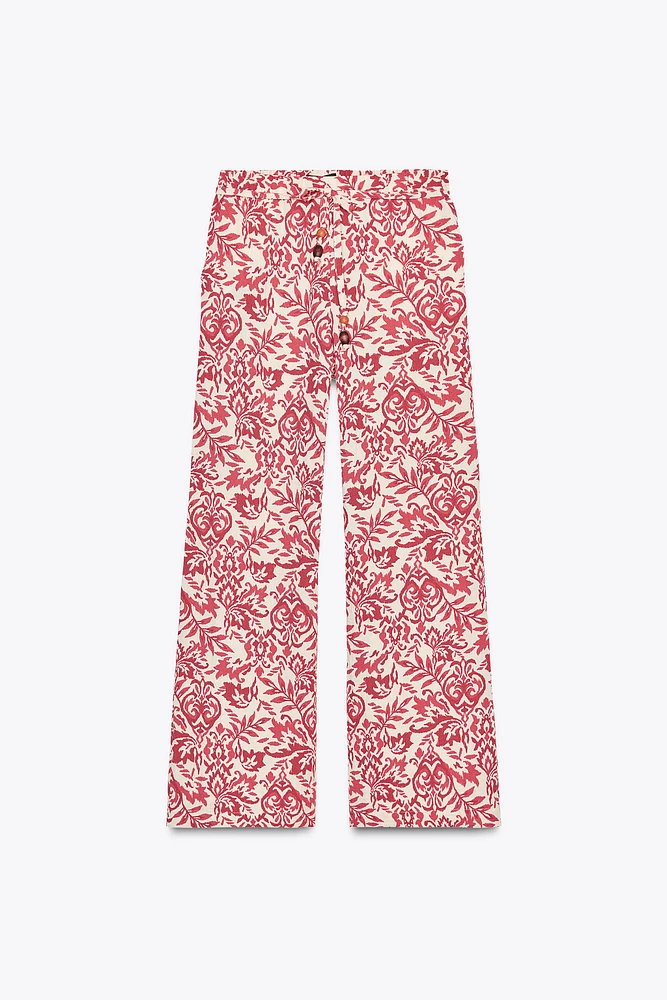 PRINTED RUSTIC WIDE-LEG PANTS