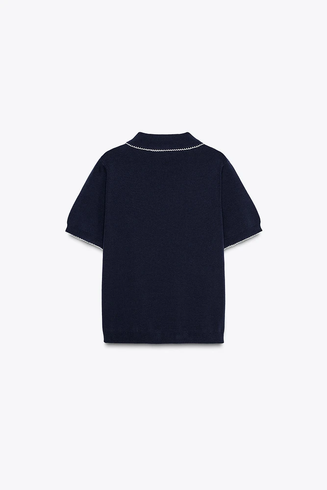 CONTRAST TRIM KNIT TOP
