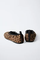 ANIMAL PRINT LACED BALLET FLATS
