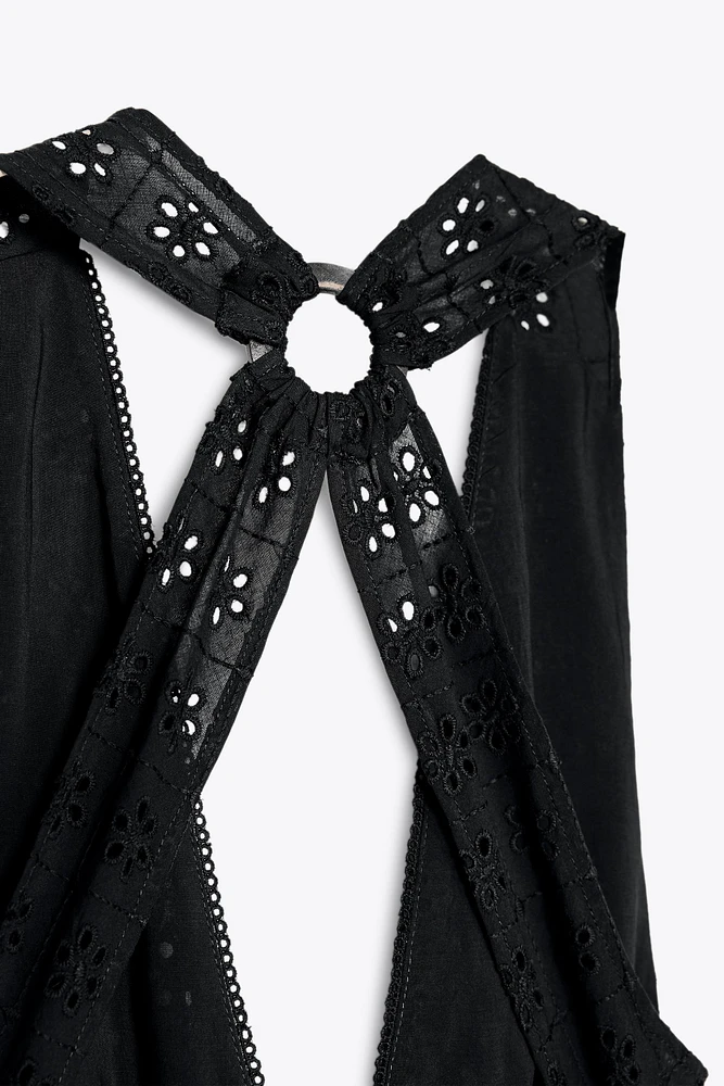 OPENWORK EMBROIDERED DRESS