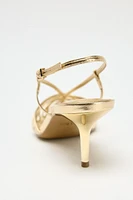 METALLIC EFFECT HEELED SLINGBACKS