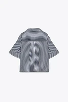 LINEN BLEND CROPPED SHIRT