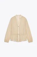 WRINKLE EFFECT SEMI-SHEER SHIRT