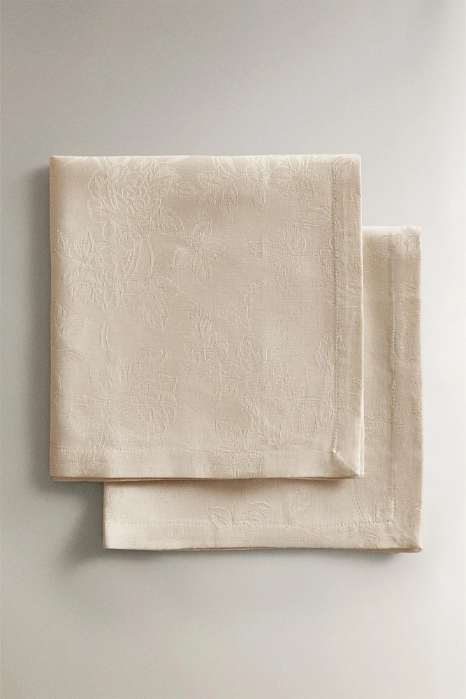 SERVIETTES DE TABLE JACQUARD FLEURS