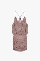 BEADED AND SEQUINED MINI DRESS