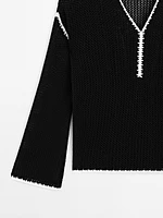 100% cotton openwork crochet sweater