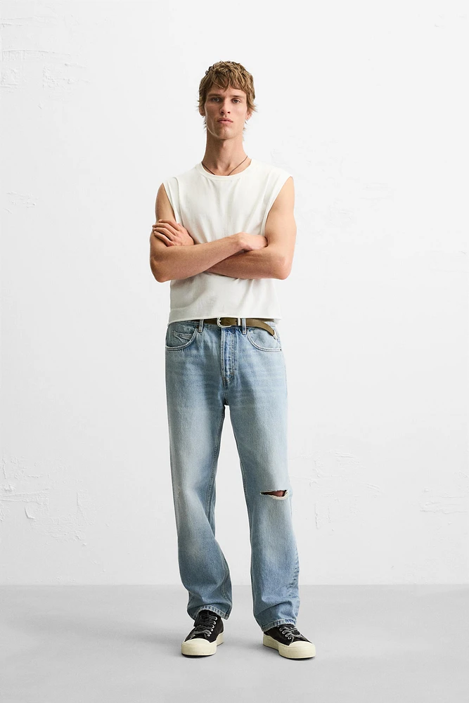 RIPPED REGULAR STRAIGHT FIT JEANS