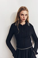 PIPING KNIT POLO SWEATER