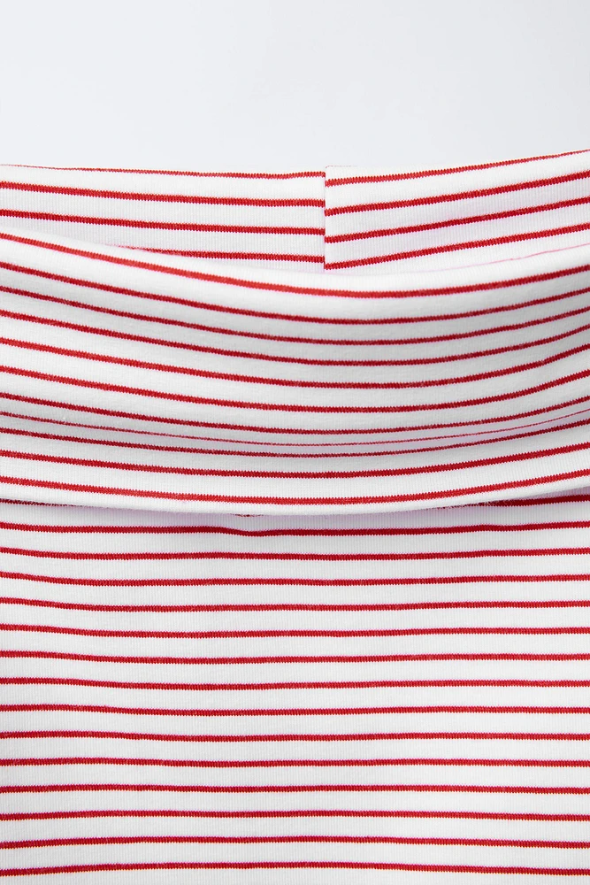 STRIPED OFF SHOULDER T-SHIRT