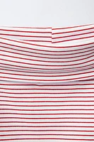 STRIPED OFF SHOULDER T-SHIRT