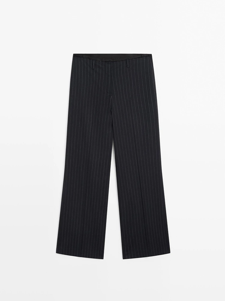 Pantalon à rayures tennis en laine mélangée