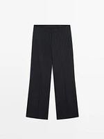 Pantalon à rayures tennis en laine mélangée