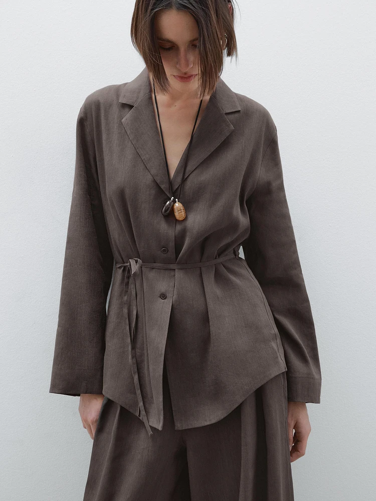 Blazer fluide en lin mélangé