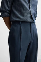 100% LINEN PLEATED PANTS
