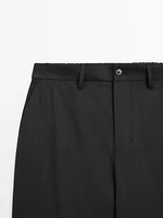 Regular fit striped wool blend trousers