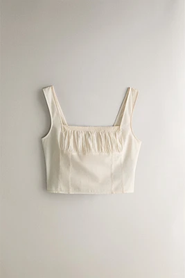 TOP COTON DENTELLE ET FRONCÉ
