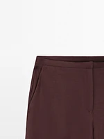 Straight-leg linen blend trousers