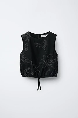SHIMMERY EMBROIDERED TOP