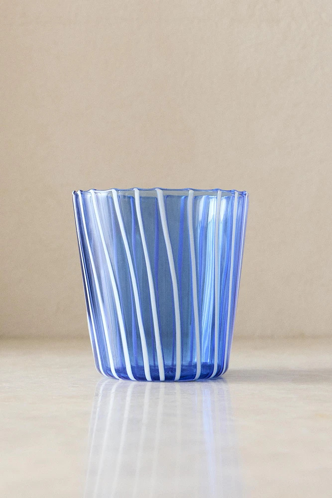 STRIPED BOROSILICATE GLASS TUMBLER WITH LINES