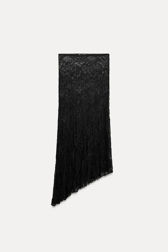 JUPE ASYMÉTRIQUE AVEC DENTELLE