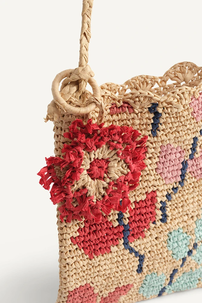 RAFFIA EFFECT CROSSBODY BAG
